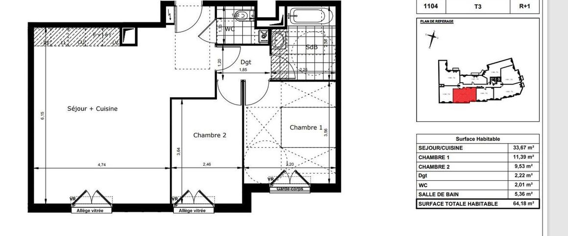 location Appartement T3 DE 64.18m² À LE BLANC MESNIL - Photo 1