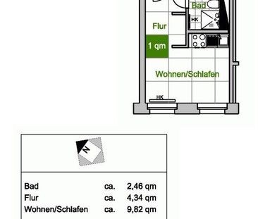 Micro-Appartment mit Einbauküche und Dusche in der Dresdner Innenstadt für Studenten und Azubis - Foto 6