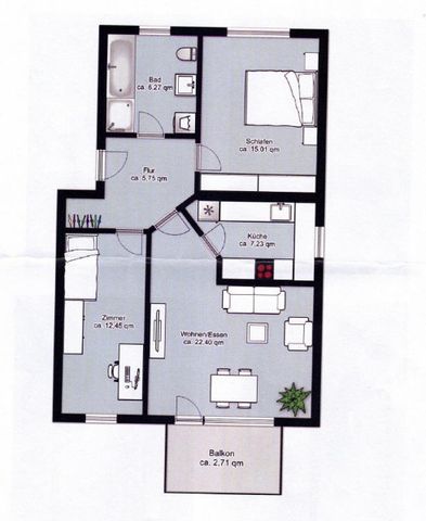 Gemütliche 3-Zimmer-Wohnung mit Balkon in ruhiger Lage von Unterferrieden (Ortsteil Burgthann) - Foto 2