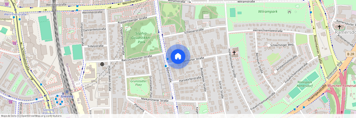 Klagenfurter Straße, 81669 München Ramersdorf ca. 3, 4 km south-east of Munich-center