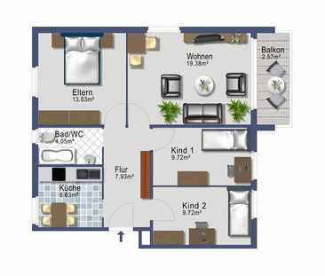 4 Zimmer Wohnung - Foto 2