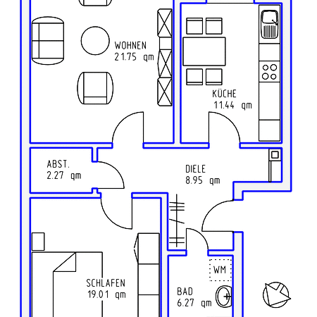 2 Zimmer, Küche, Bad, Loggia, 3.OG links - Foto 2