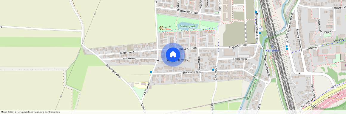 Heimgartenweg, 85757 Karlsfeld ca. 12, 4 km north-west of Munich-center