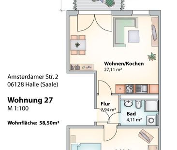 Frisch saniert und mit Lift. 2-Raum-Wohnung in Halles Süden. - Foto 1