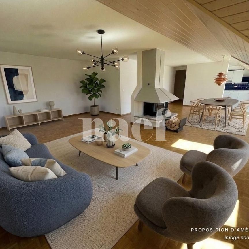 Au centre du village- Bel appartement de 5.5 pièces dans les combles avec cheminée et grand balcon - Foto 1