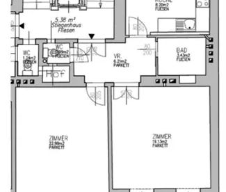 GOLTZGASSE, gepflegte 66 m2 Altbau, 2 Zimmer, Extraküche, Duschbad, Parketten, 1. Liftstock, S-Bahn Oberdöbling - Photo 3