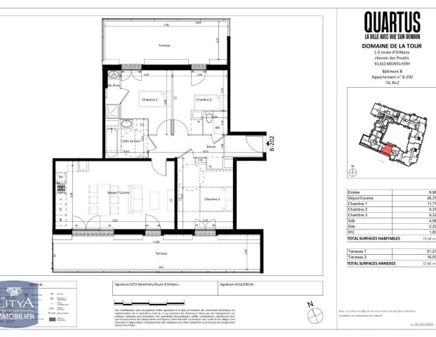 Appartement à louer 4 pièces 74.58m² - Photo 1