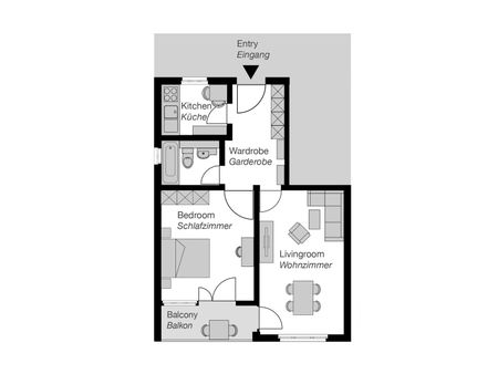 2 Zimmer, 53 m², EG - Foto 3