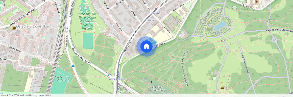 ul. z widokiem na Park Cytadela, Winogrady, Stare Miasto, Poznań, wielkopolskie