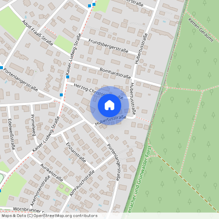 Hubertusstraße, 82031 Grünwald ca. 10, 3 km south of Munich-center