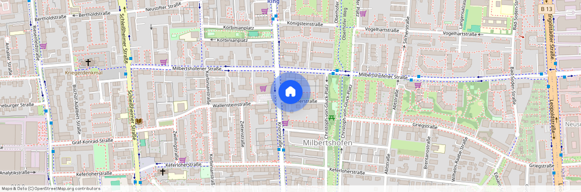 Pfitznerstraße, 80807 München Milbertshofen ca. 5, 0 km north of Munich-center