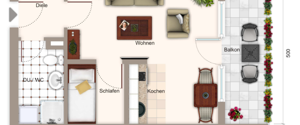 1,5 Zimmer-Apartment mit Balkon in Pforzheim zu vermieten - Foto 1