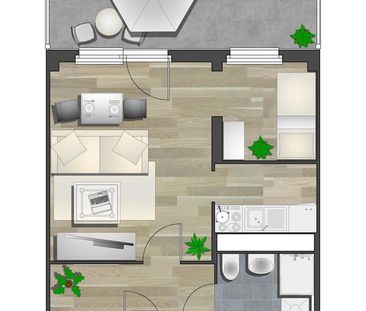 Ebenerdig erreichbare 1-Raum-Wohnung mit Balkon - Photo 4