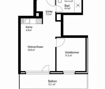 2.5 Zimmer, 48 m², 2. Stock - Photo 1