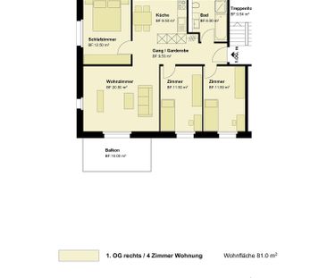 4 Zimmer, 81 m², 1. Stock - Photo 2