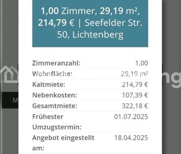 TAUSCHWOHNUNG Tausche 1-Raum gegen 2-Raum in Lichtenberg - Photo 1