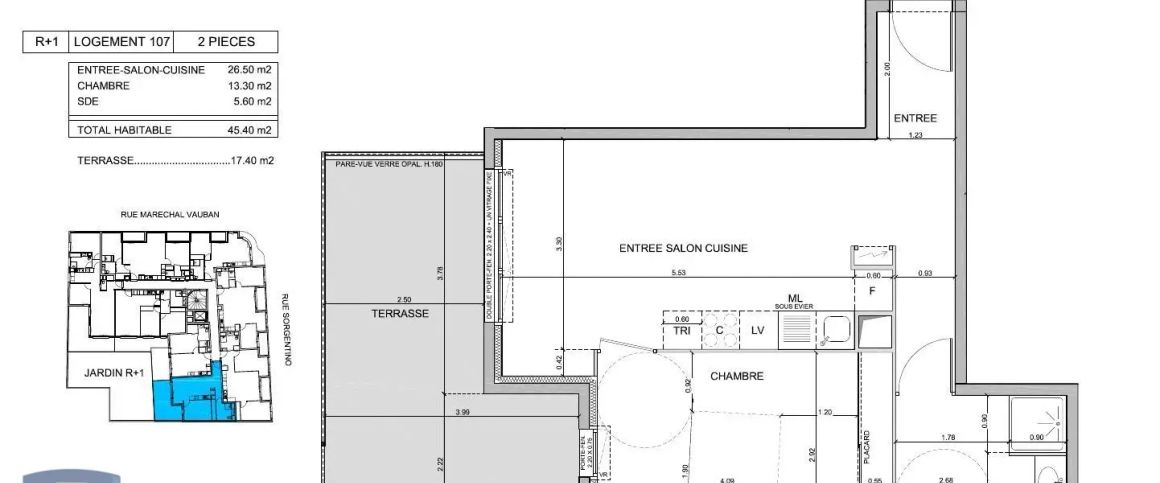 Appartement à louer 2 pièces 45.4m² - Photo 1