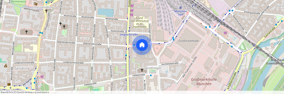 Oberländerstraße, 81371 München Sendling ca. 3, 4 km south-west of Munich-center