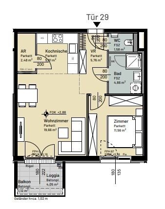 Erstbezug: 2-Zimmer-Wohnung mit Loggia/Balkon - in Grünruhelage in 1210 Wien zu mieten - Foto 5