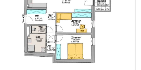 Hofseitige 3-Zimmer-Wohnung Top A3 - Foto 3