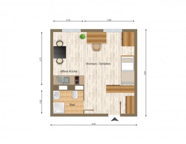 Wohnung, 1 Zimmer (33 m²) - Photo 1