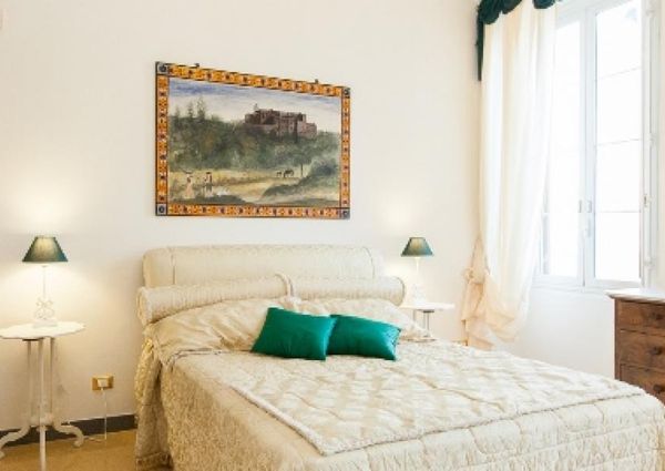 Center-Historic Jewish Quarter: Elegant apartment situated in beautiful Palazzo Nobiliare. Entrance, spacious living with original wood frescoed ceilings, large modern dining and kitchen, 4 bedrooms, 4 Baths, small terrace. #1527