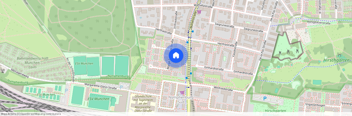 Margit-Schramm-Straße, 80639 München Nymphenburg ca. 5, 9 km west of Munich-center