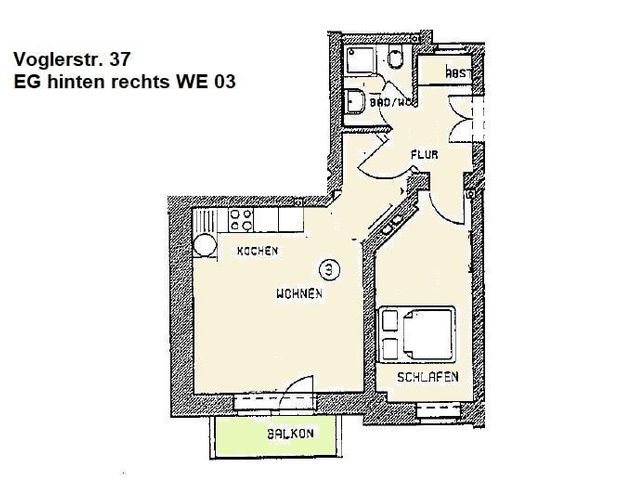 Strießen! Elegante kleine 2-R-Whg Parkett+ Balkon! - Photo 1