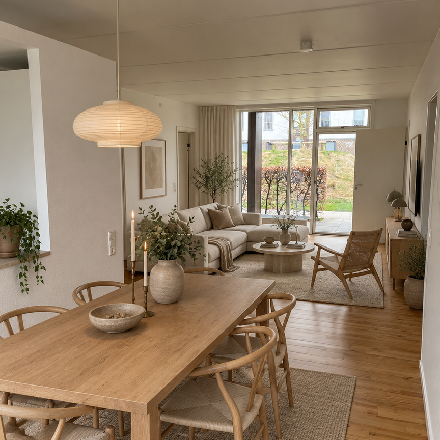 Alt med i hårde hvidevarer, stor altan eller terrasse/have, stort kælderrum, gratis parkering for 1. bil - Foto 1
