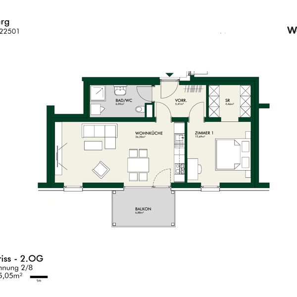 Helle 2-Zimmer-Wohnung mit Balkon und tollem Ausblick - Foto 2