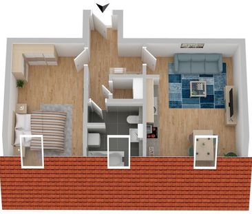 - 2-Raum-Wohnung im Dachgeschoss! ERSTBEZUG - Foto 1