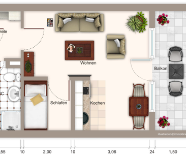 1,5 Zimmer-Apartment mit Balkon in Pforzheim zu vermieten - Foto 1