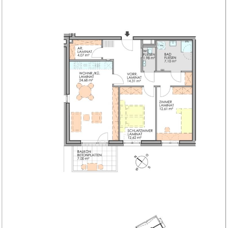3-Zimmer Eckwohnung mit Balkon - Top 23 - Photo 2