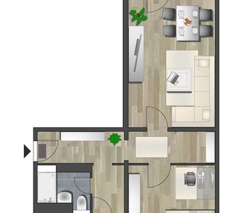 Geräumige 2-Raum-Wohnung in zentraler Lage - Foto 5