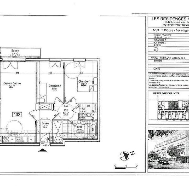 Location appartement 3 pièces, 66.91m², Pontault-Combault - Photo 1
