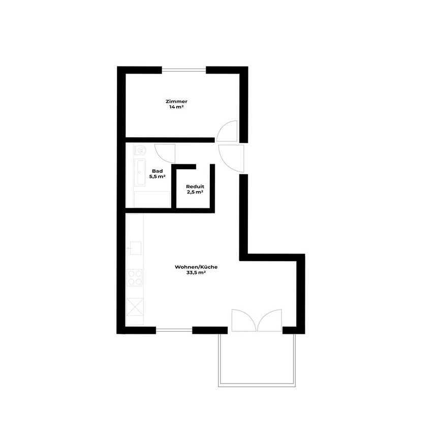 2 Zimmer, 61 m², EG - Photo 1