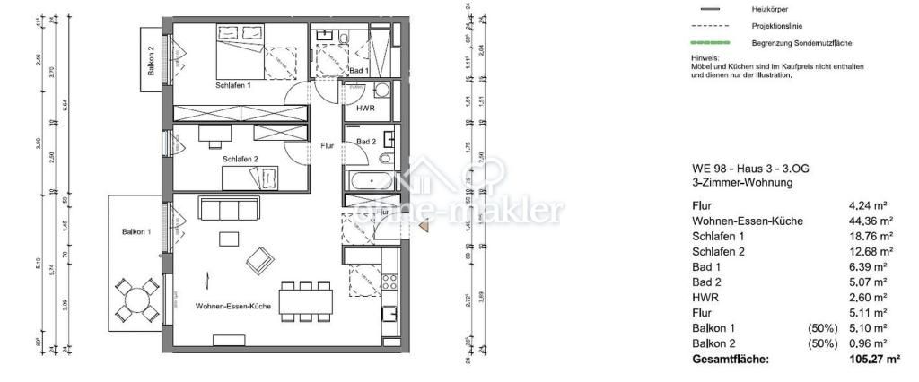 traumhafte 3- Zi/Whg/Balkon/ Parkett/ EBK- Option - Foto 1