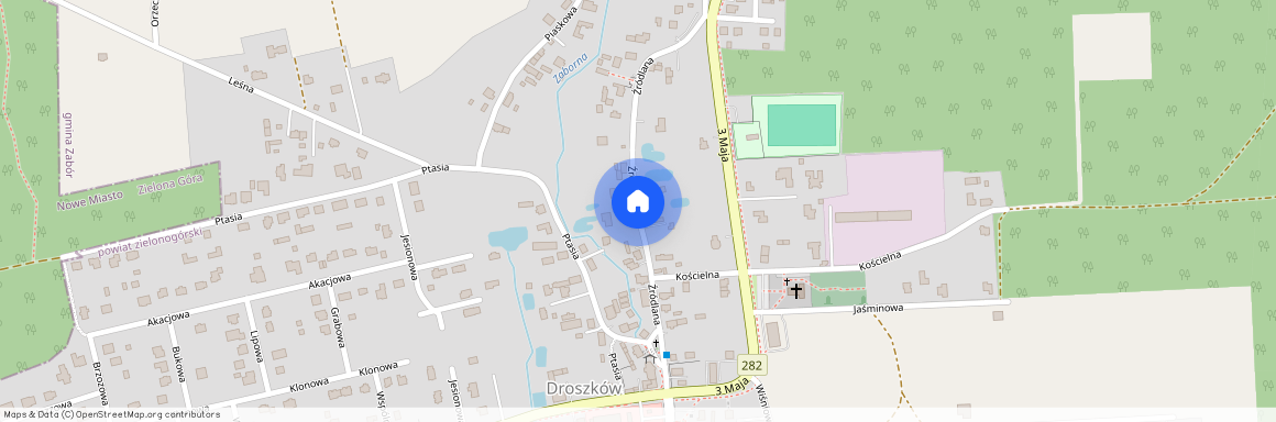 ul. Źródlana, Droszków, Zabór, zielonogórski, lubuskie
