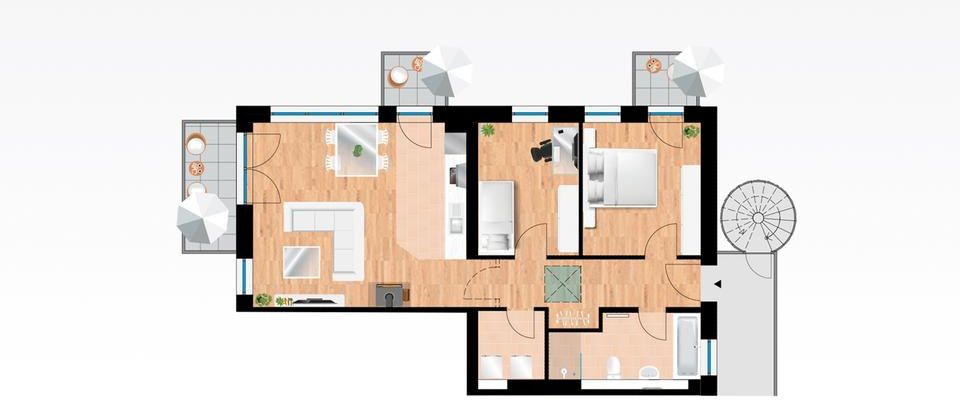 Helle 3-Zimmer-DG-Wohnung mit Blick auf die Saale/Rabeninsel (Klima+Kamin) - WE125 - Foto 1