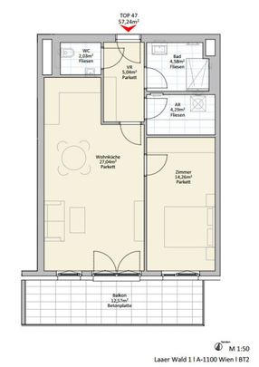 2 Zi Wohnung mit großen Balkon - nahe U1 (provisionsfrei!) - Photo 1