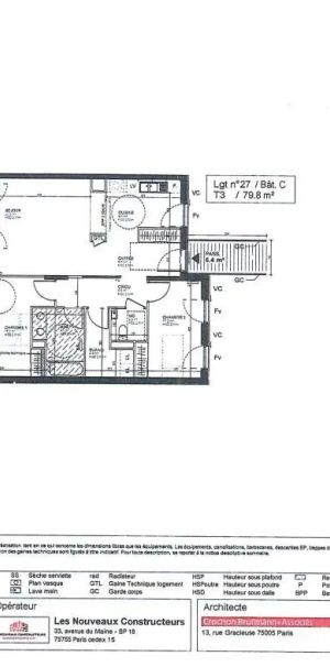 Appartement à louer 3 pièces 79.8m² - Photo 2