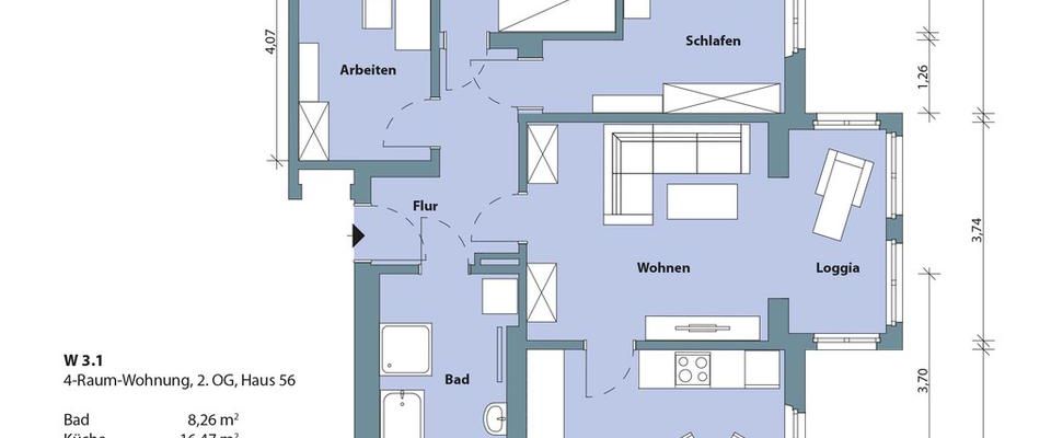 Sanierte 4-Raum-Wohnung im Altbau mit Badewanne, Dusche und Balkon - Foto 1