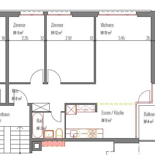 3 Zimmer, 61 m², 1. Stock - Photo 1