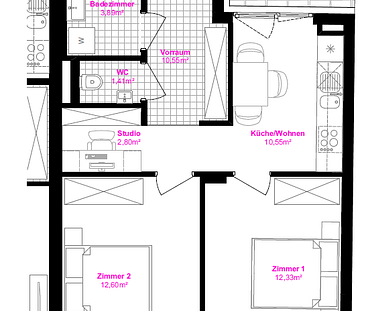 2-Zimmer-Wohnung mit zwei Balkonen - Photo 1