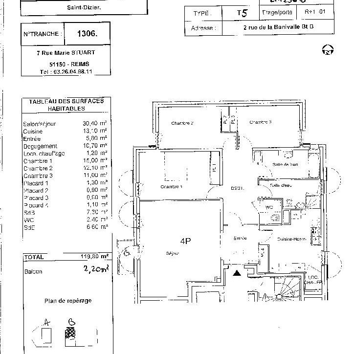Location appartement T5 119.80m² à Saint-dizier (52100) Loyer CC * : 761.24 € Réf : ER.25648 - Photo 1