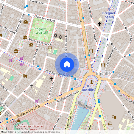 Rue des Tournelles et Rue de la Bastille 75004 Paris (4e arrondissement)