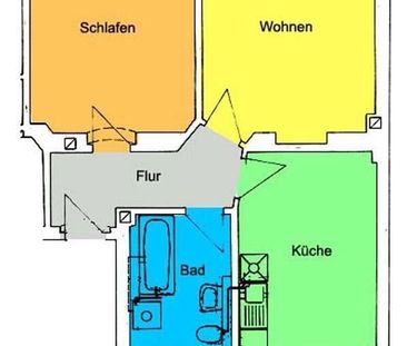 GroÃzÃ¼gige 2-Zimmerwohnung ... Tageslichtbad mit Wanne ... WohnkÃ... - Foto 3