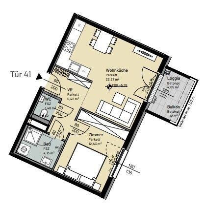 Erstbezug: 2-Zimmer-Wohnung mit Loggia/Balkon - in Grünruhelage in 1210 Wien zu mieten - Foto 2