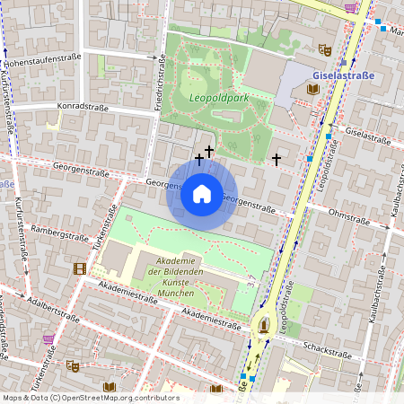 Georgenstraße, 80799 München Schwabing-West ca. 1, 9 km north of Munich-center