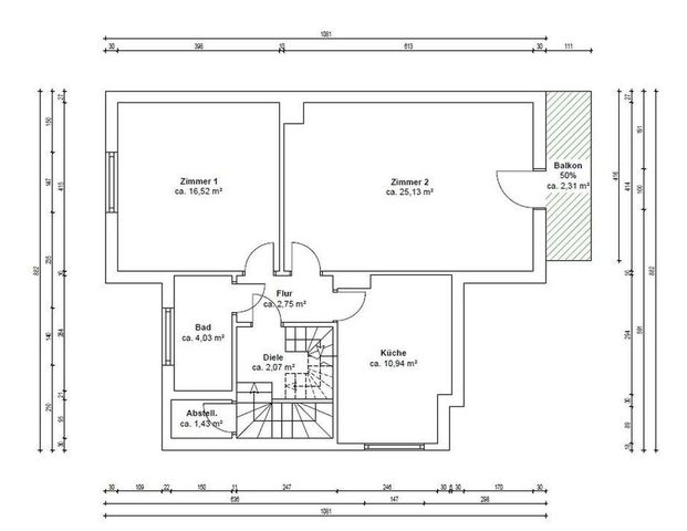 Freundliche 2-Zimmer-Altbau-Wohnung mit Balkon und EBK - Foto 1